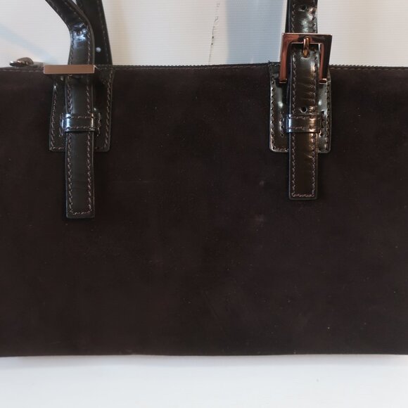 Authentic Fendi Dark Brown Suede Leather Borsa Manici Satchel Shoulder Handbag - Picture 12 of 16